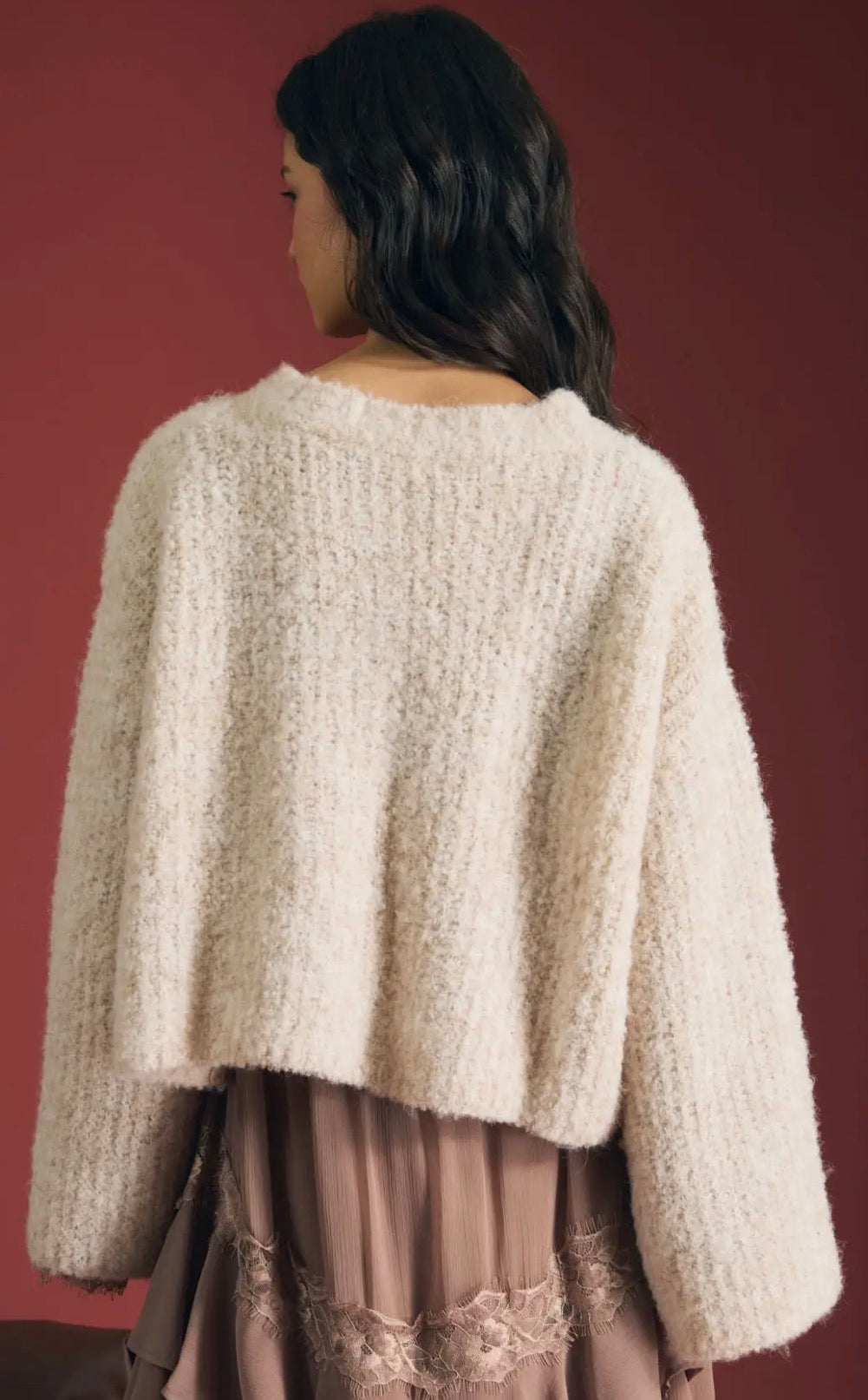 Fuzzy Button Down Oatmeal Cardigan Sweater