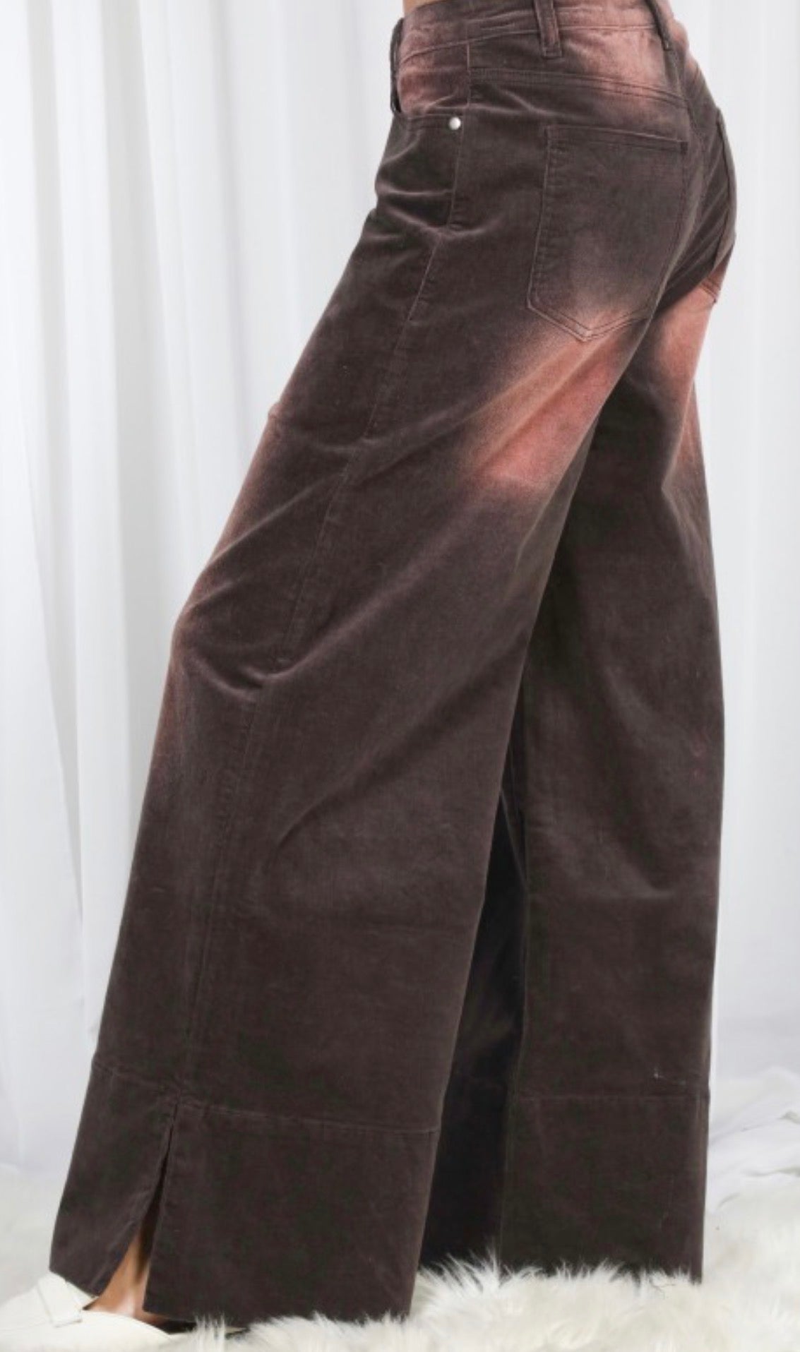 Stone Washed Charcoal Corduroy Cropped Pants