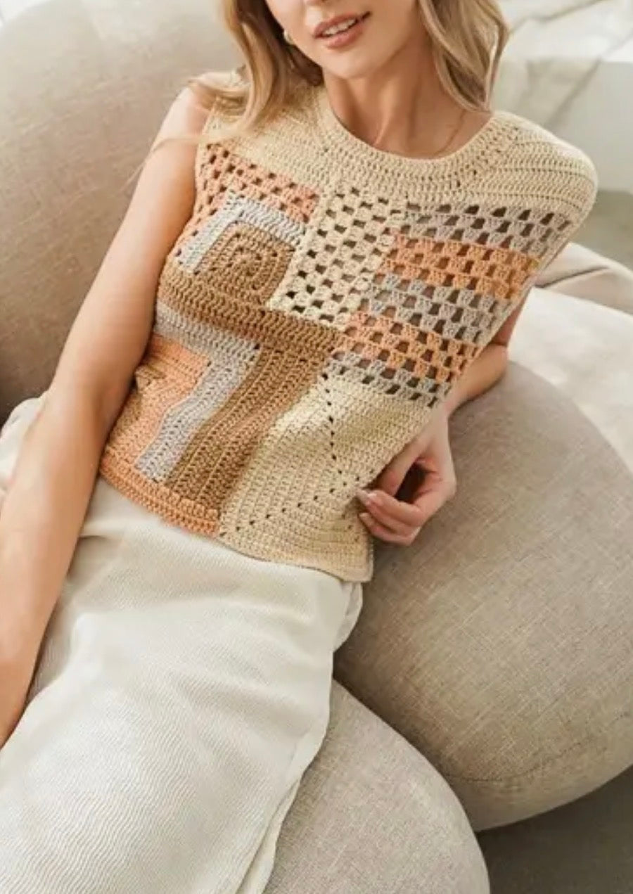 Patchwork Crochet Sweater Top