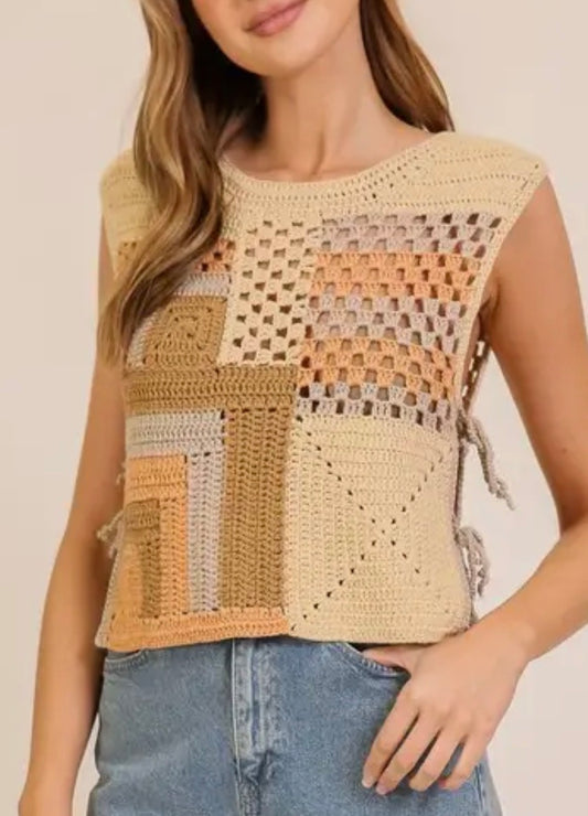 Patchwork Crochet Sweater Top