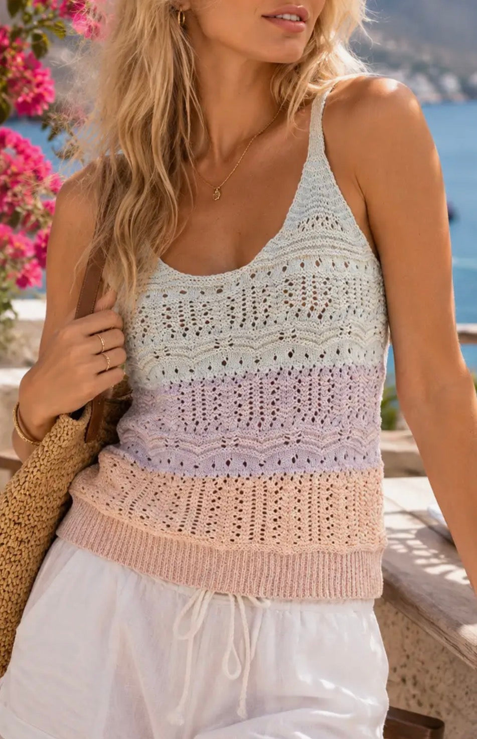 Ombre Crochet Knit Cami Tank Top