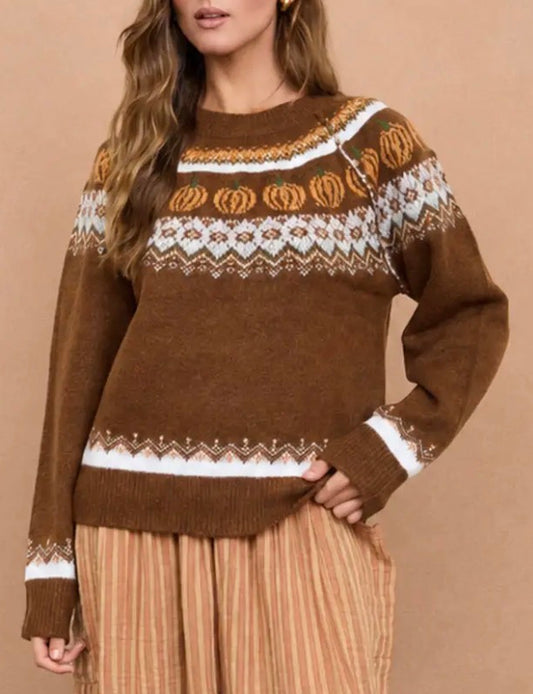 Pumpkin Brown Knit Sweater