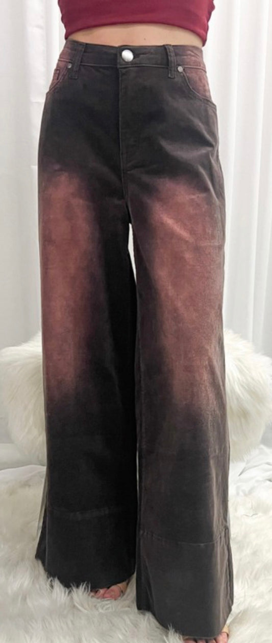 Stone Washed Charcoal Corduroy Cropped Pants