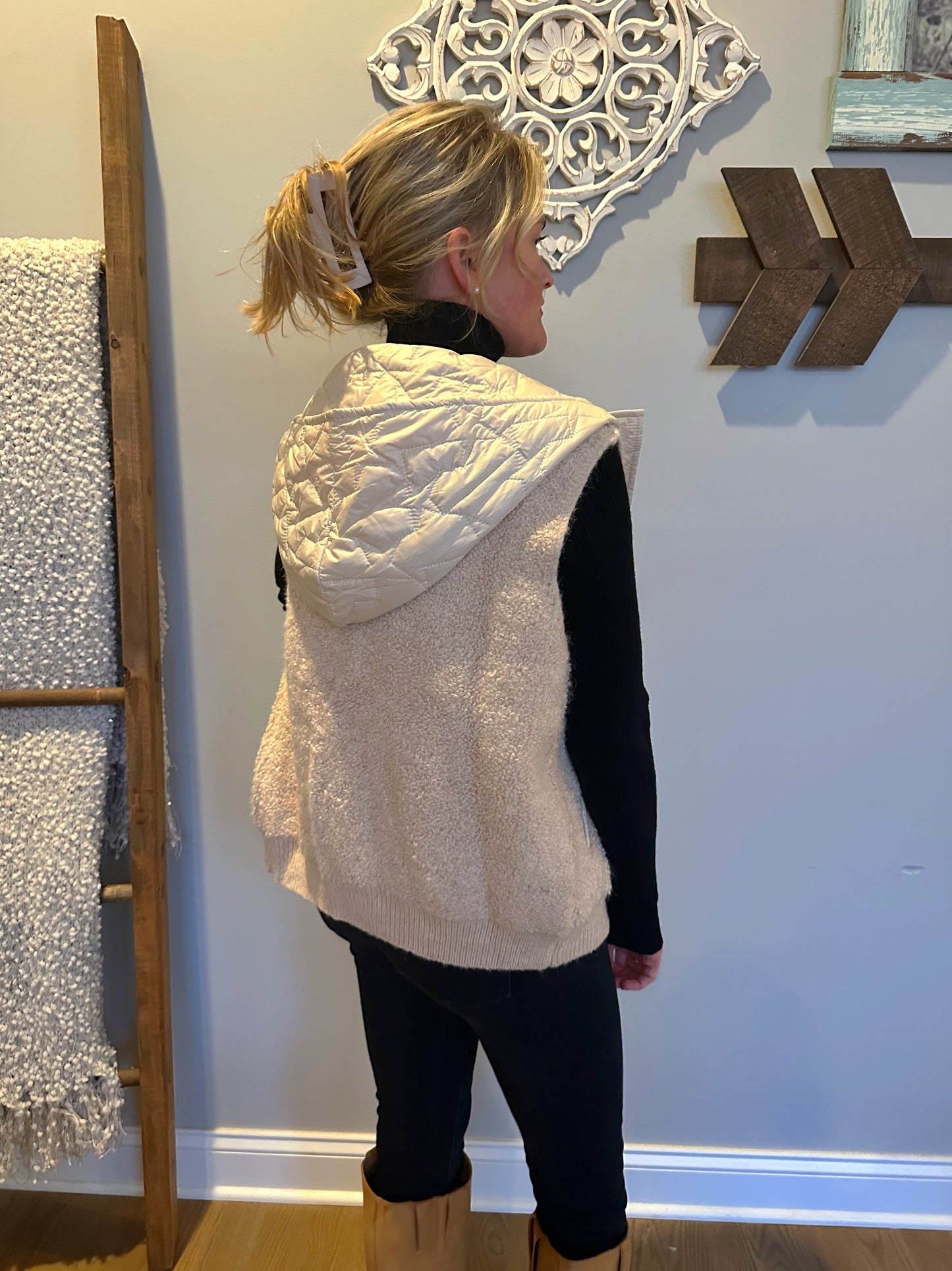 The "Ginger" Sherpa Fleece Hooded Vest