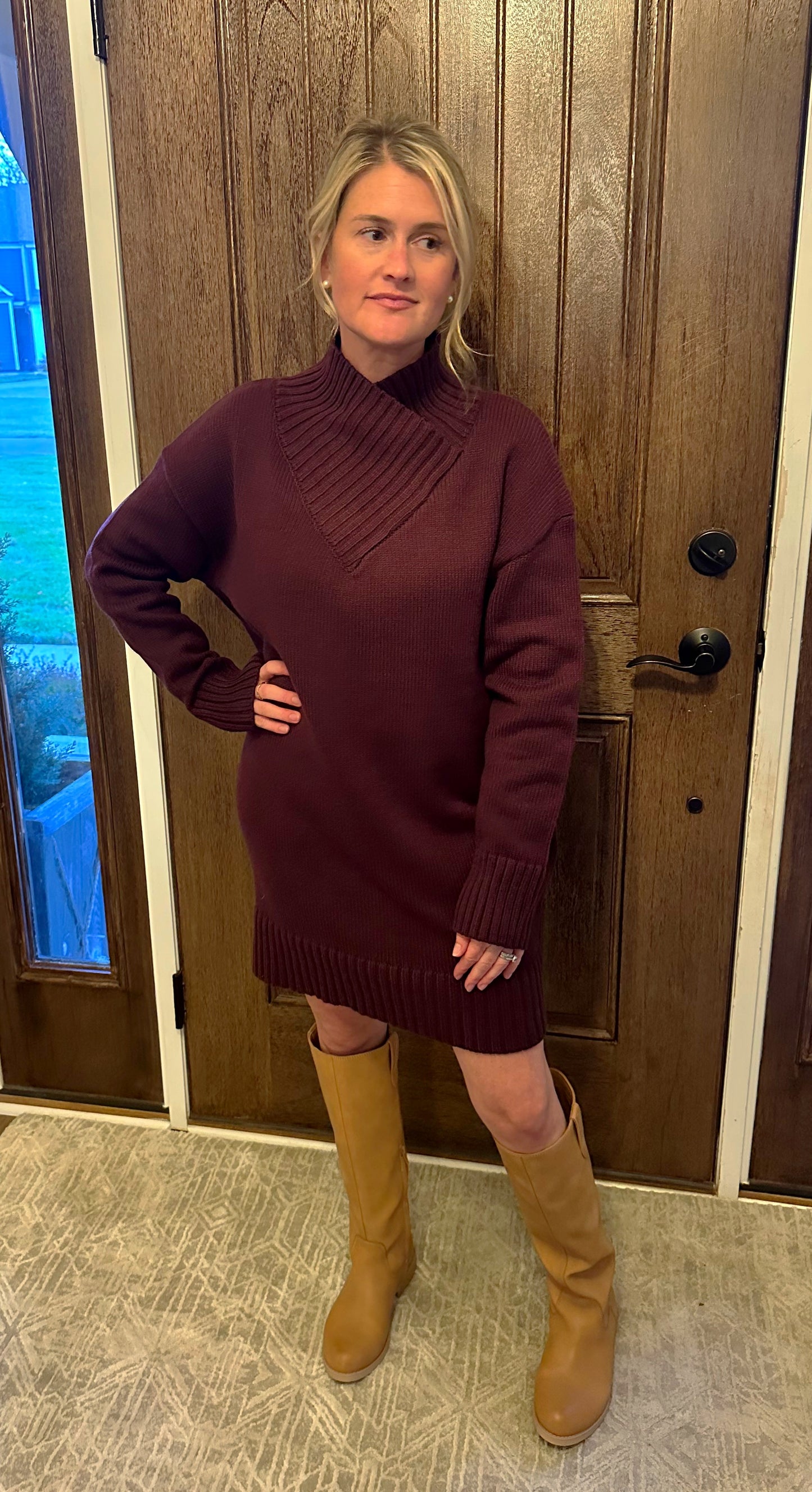 The "Amber" High Mock Neck Sweater Dress