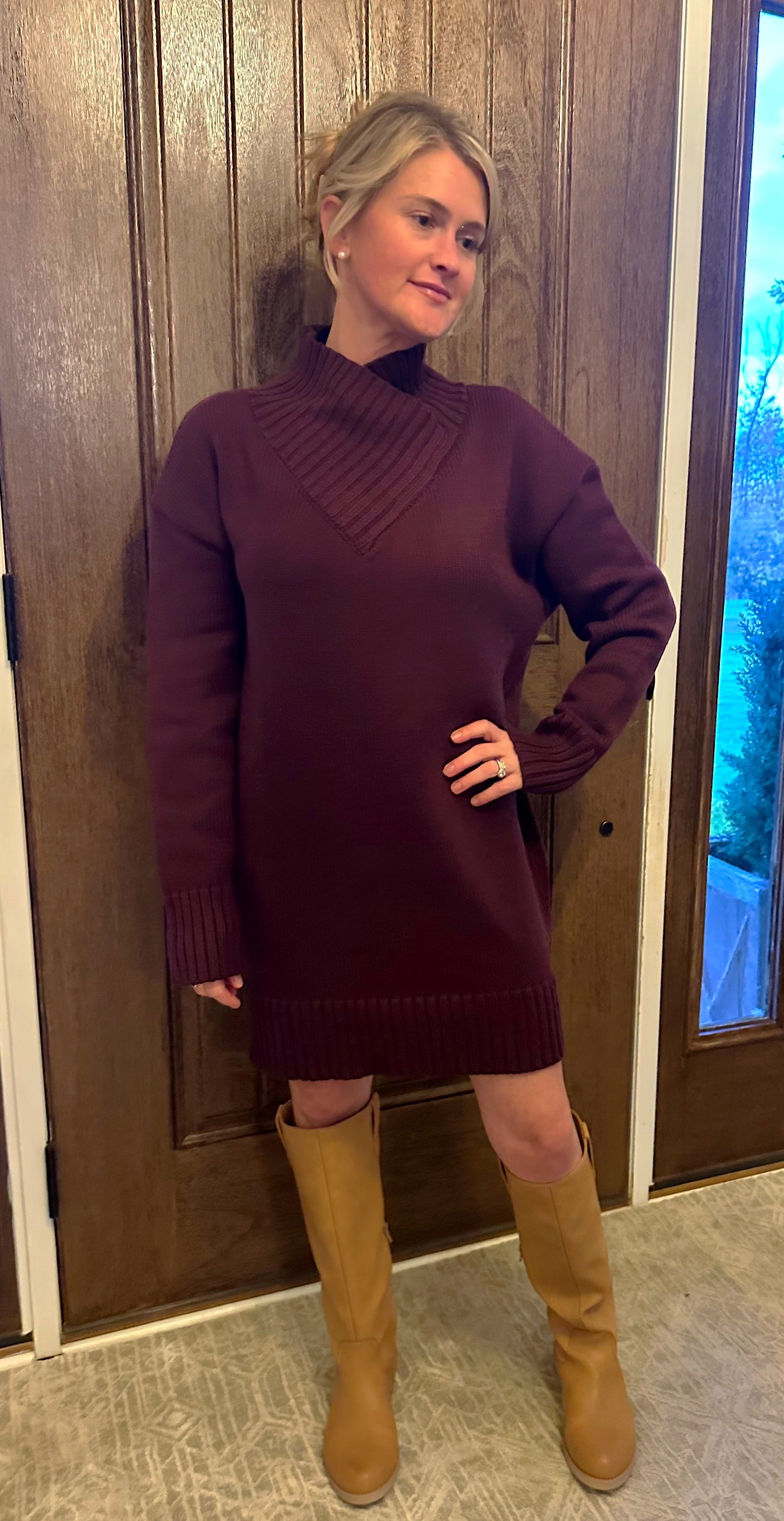 The "Amber" High Mock Neck Sweater Dress