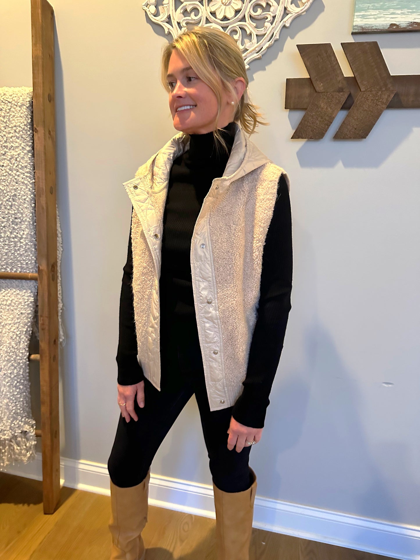 The "Ginger" Sherpa Fleece Hooded Vest