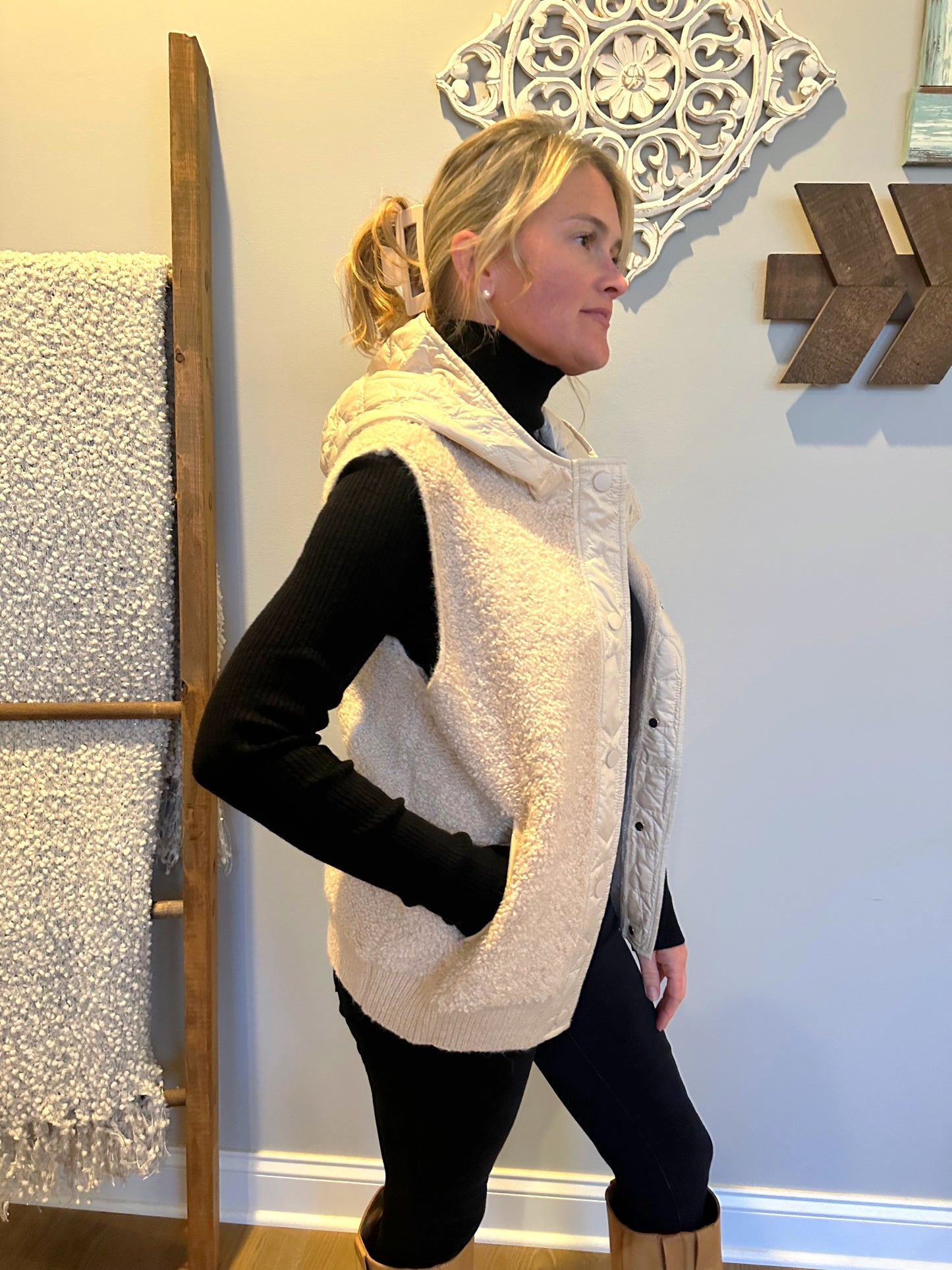 The "Ginger" Sherpa Fleece Hooded Vest