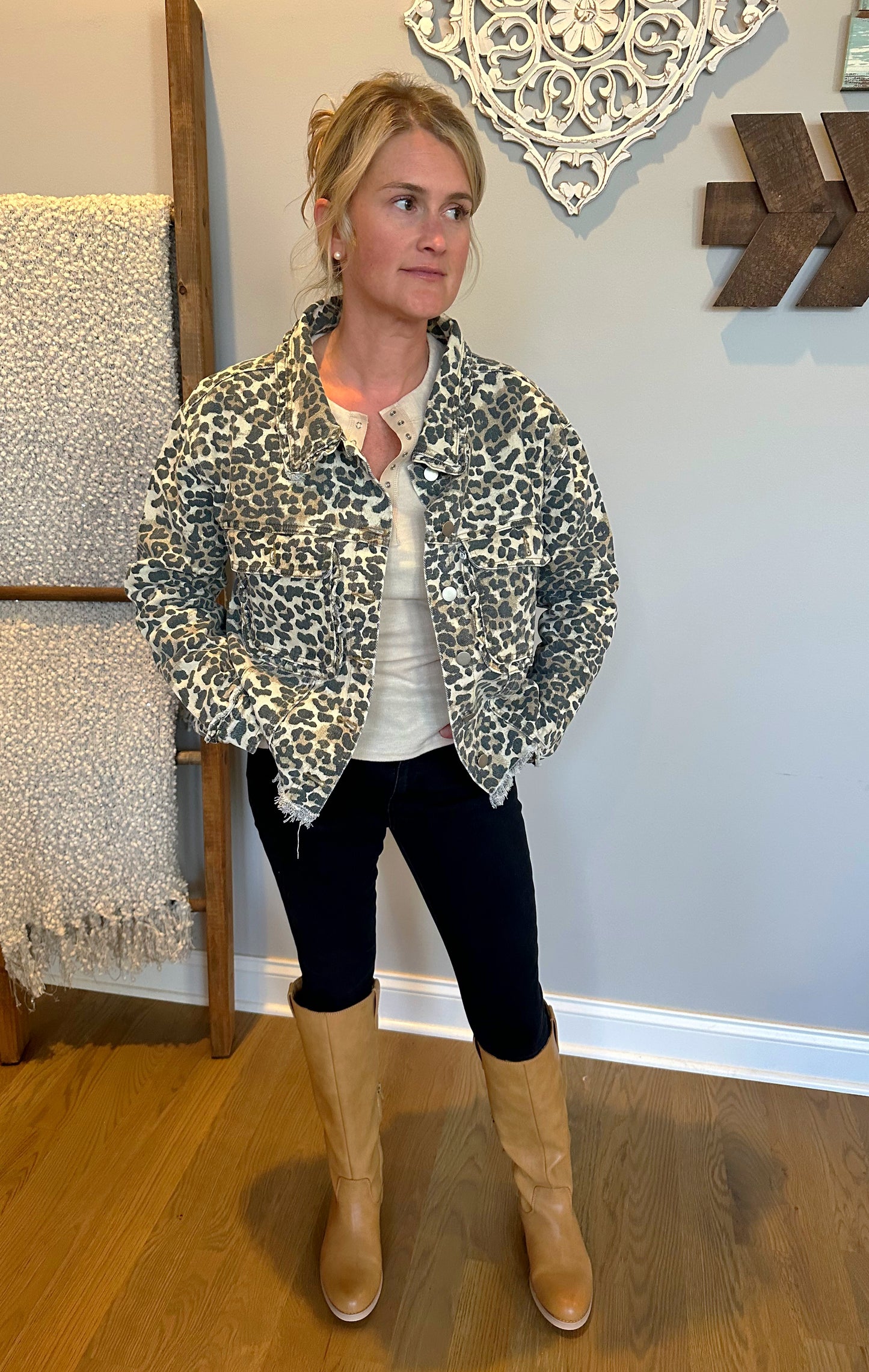 The "Luna" Leopard Jean Jacket