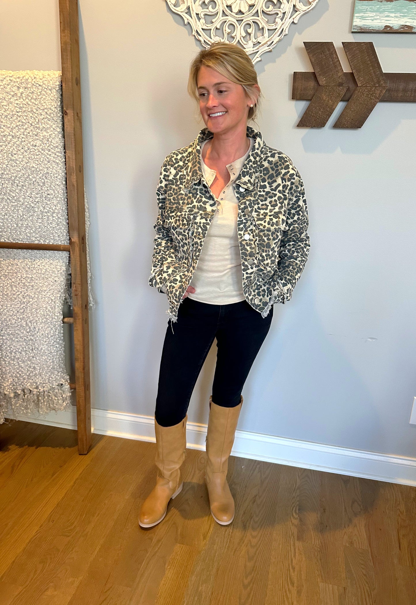 The "Luna" Leopard Jean Jacket