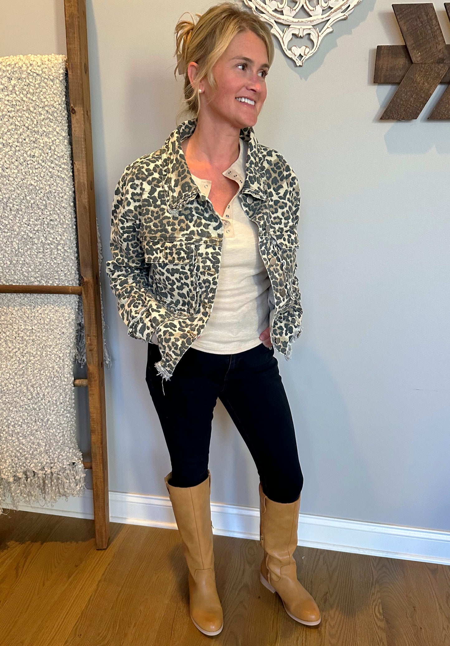 The "Luna" Leopard Jean Jacket