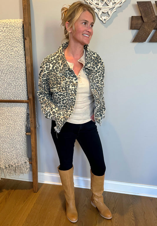 The "Luna" Leopard Jean Jacket